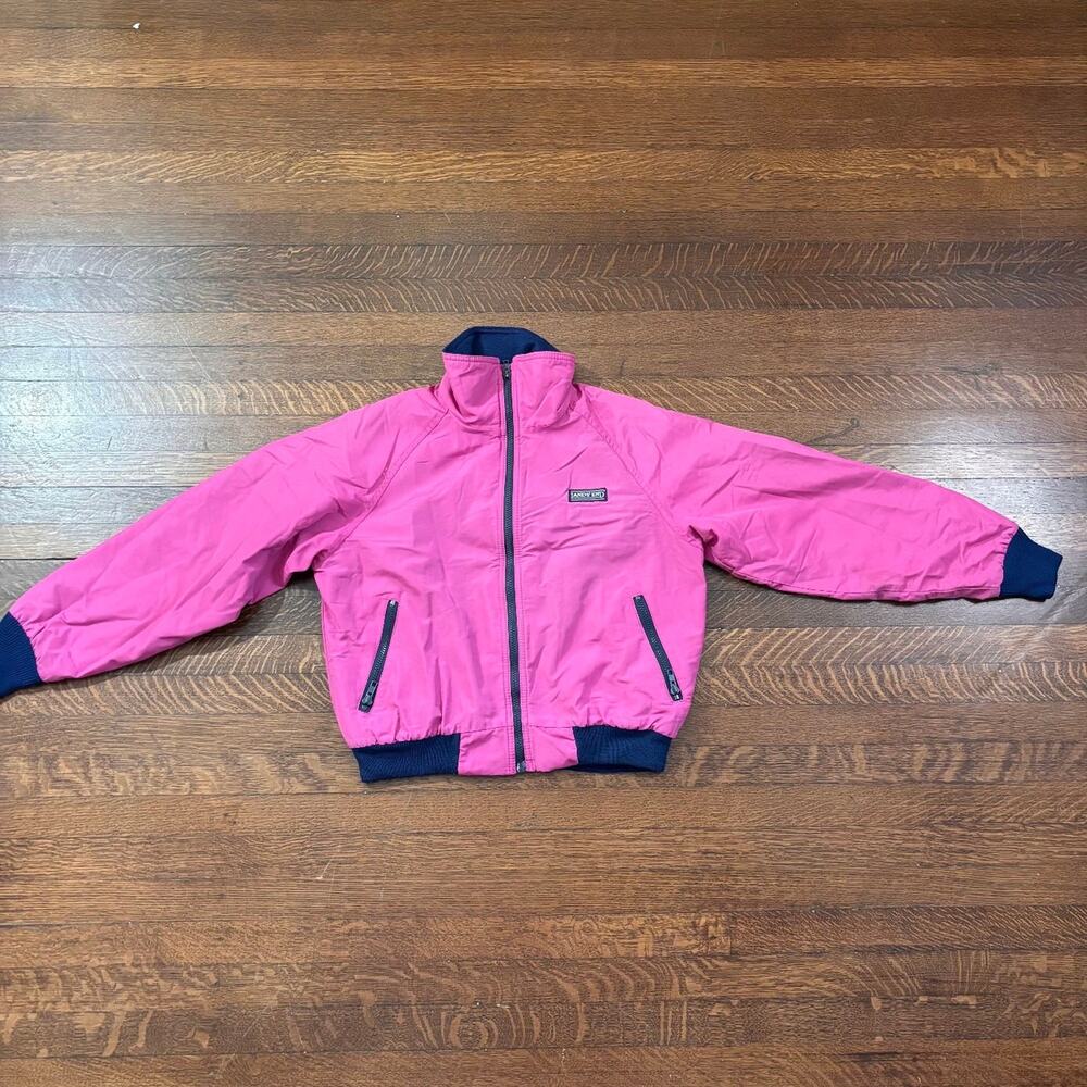 Vintage Lands' End Pink Fleece Zip-Up Bomber Jacket